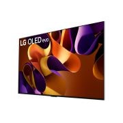 Vista laterale leggermente inclinata verso sinistra del TV LG OLED evo, OLED G4 sulla parete